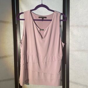 Soft Blush Sleeveless Top with Layered Hem Design